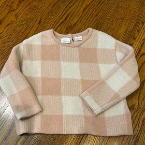 Zara toddler sweater mauve and white check